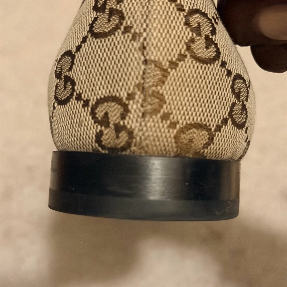 Gucci Beige Monogram Loafers with Gold Detail - Picture 7 of 9